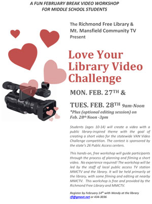 Love Your Library Video Challenge Poster (text & layout, for MMCTV)